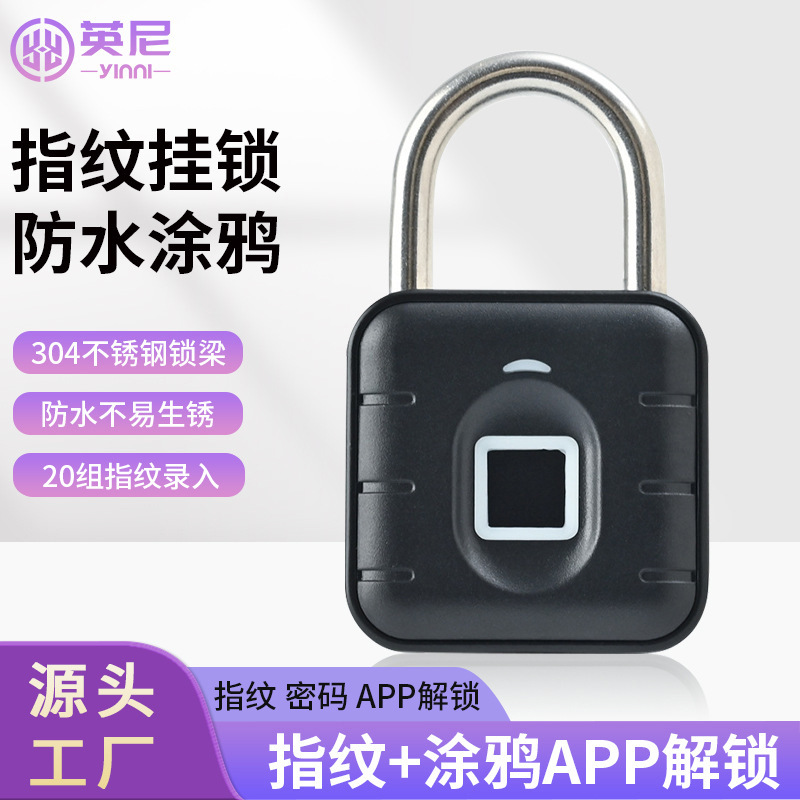 candado de huellas digitales inteligente cabeza de candado electrónico inteligente al aire libre candado de puerta antirrobo armario de cifrado