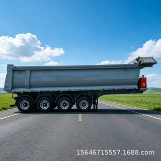 跨境出口厢式牵引挂车 自卸车4轴单胎后翻自卸半挂车 篷布式后翻