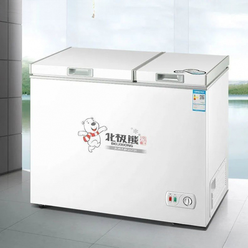 Polar Bear Small Freezer Household Freezer Small Double-Door Double-Temperature Freezer Commercial Rental Refrigerator Freezer Refrigeration Free Shipping