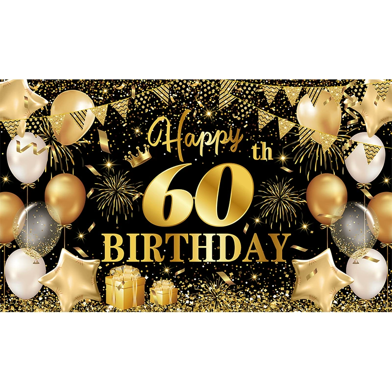 Новинка день рождения фон ткань Черное золото 100D День рождения 18 21 30 40 50 60 лет