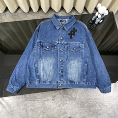 2025秋冬新作CHクロ重工刺繍革デニムジャケット男女モデル