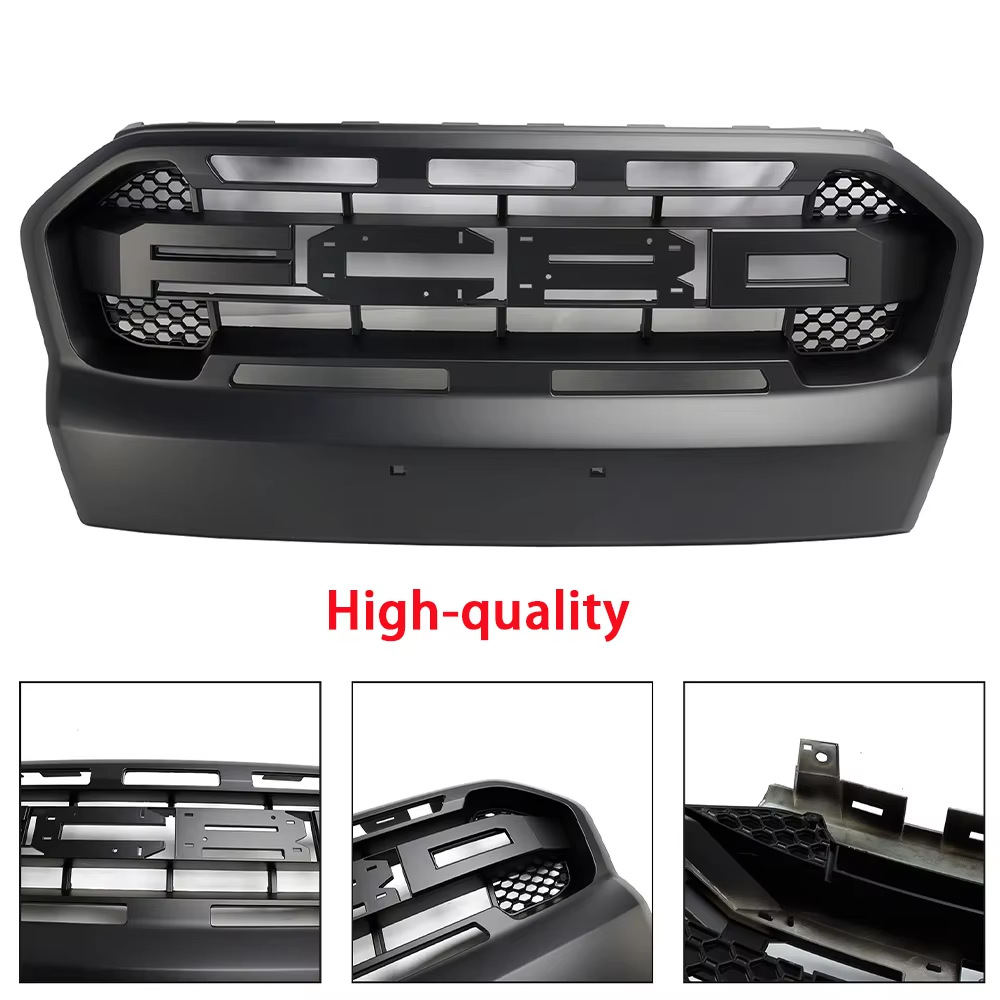 Suitable for 2015-2018 Ford Ranger T7 pickup truck front grille with lights, radiator cover, off-road modification parts