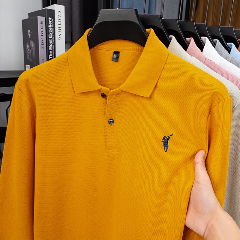 ポール100% 綿tシャツ男性ビジネスカジュアル純綿poloシャツが襟を返しています。|undefined