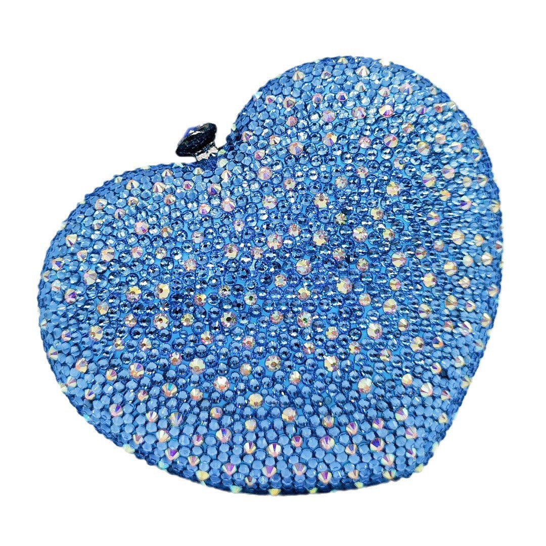 * Nueva bolsa de diamantes en forma de corazón llena de diamantes bolsa de banquete europea y americana bolsa de mujer bolsa de piedra de Rin