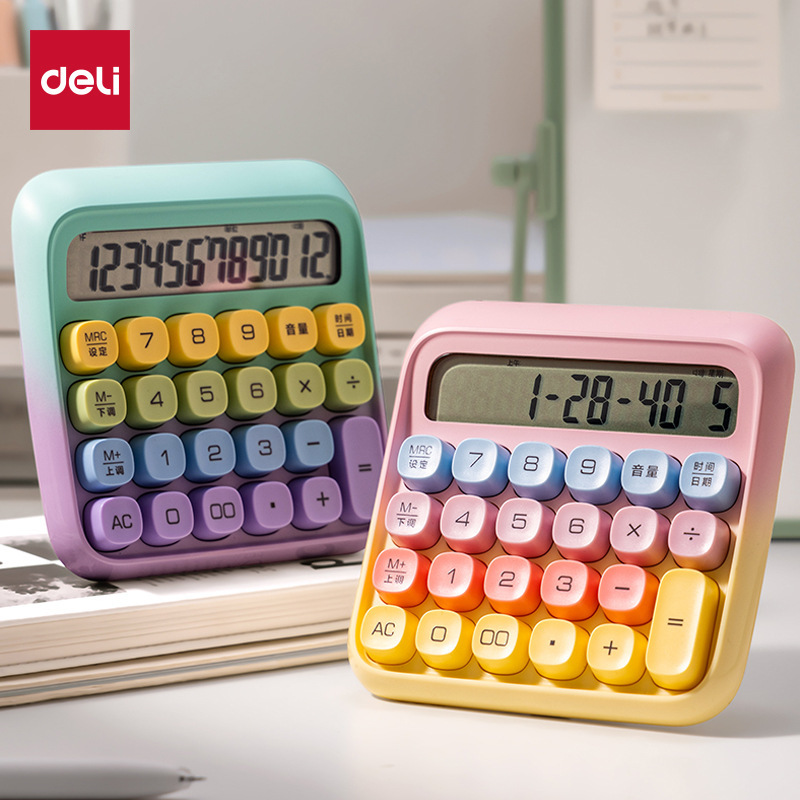 Deli Te26 Voice Calculator High Button 12-Digit Screen Display Portable Office Calculator Accounting Supplies Deli Te26 Voice Calculator High Button 12-Digit Screen Display Portable Office Calculator Accounting Supplies