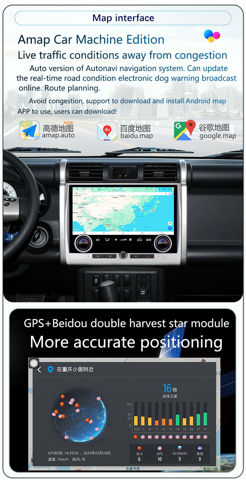 Suitable for 07-24 Toyota Cruiser Fj Modified with Large Screen 13.3inch Carplay In-Car Dvd Navigation System