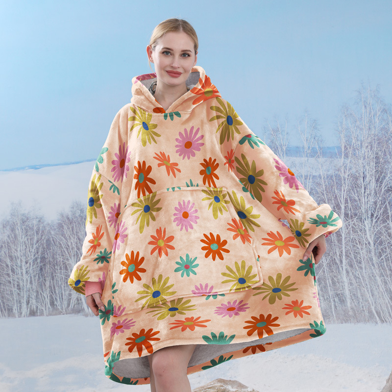 Amazon con capucha perezoso manta invierno casual suelta suéter con capucha tamaño libre de terciopelo manta desgaste del hogar