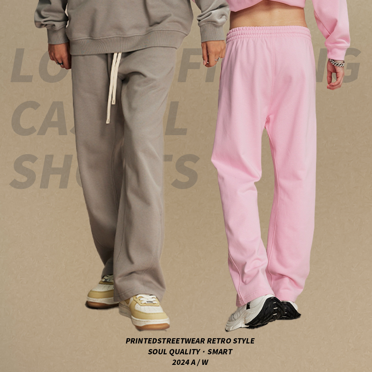 Pantalones de caída nuevos productos empalmados micro cuerno pantalones casuales sueltos marca de moda americana cuerdas de dibujo anillo delgado pantalones de caída de hombre image 4