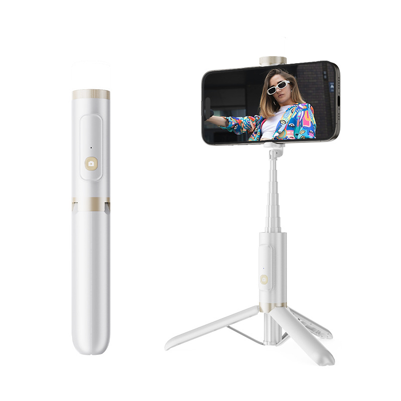Trípode Palo Selfie para Celular de Aleación con Control Remoto, Bluetooth, Luz de Relleno para Teléfono Móvil
