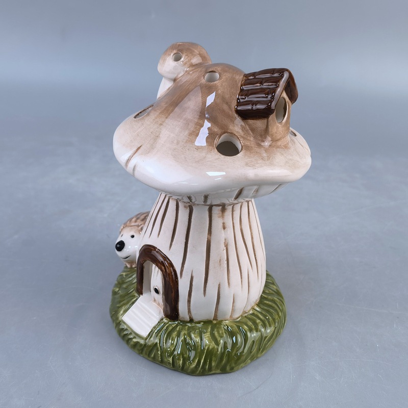 Nuevo transfronterizo de primavera sala de hongos de cerámica sala de cerámica T vela sala LED pequeña decoración de cera de té de hongos