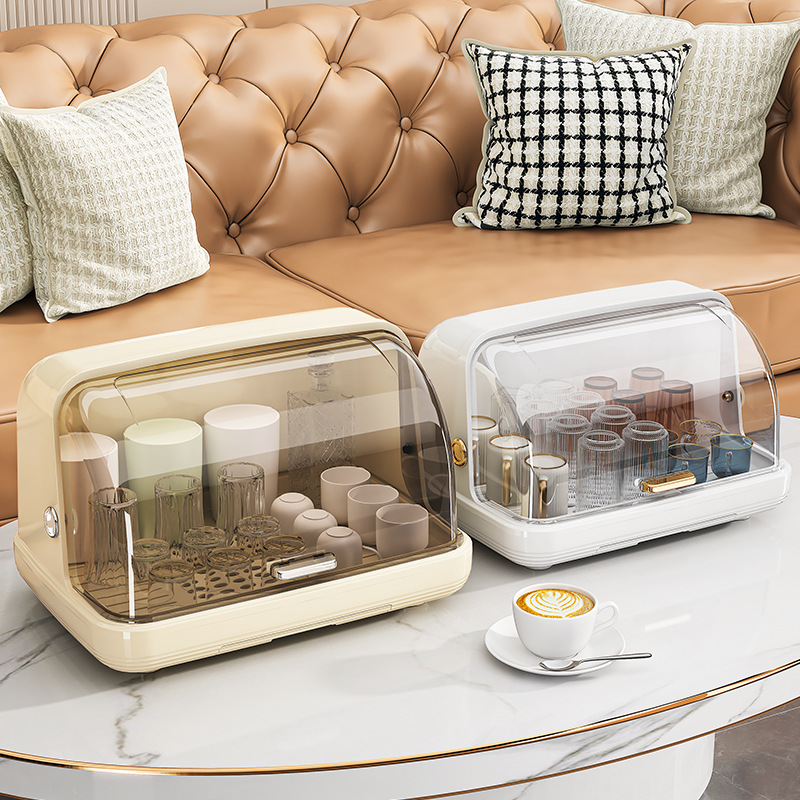 Caja de almacenamiento para biberones de bebé, caja de almacenamiento a prueba de polvo con cubierta, estante de secado para platos de bebé, taza de agua, estante de drenaje