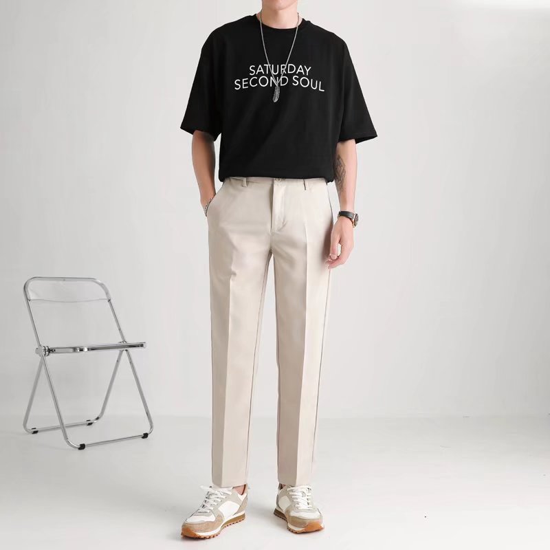 Verano nuevo estilo pequeño traje pantalones de drapeado de los hombres pantalones cortos de negocios casual estilo coreano moda británico pantalones de traje sueltos rectos