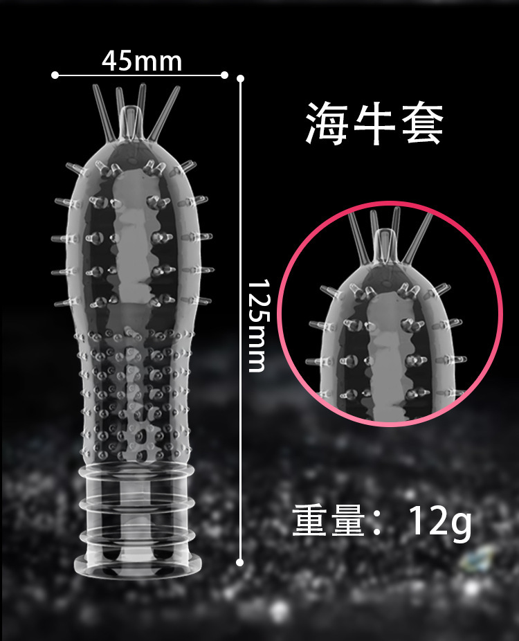 Wolf Tooth Textured Penis Headgear in Clear TPE for Couples — detail image 32