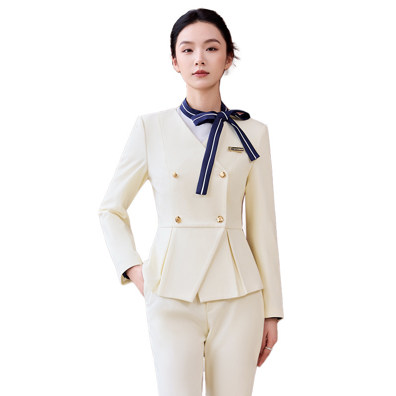 职业套装女长袖时尚气质女神范美容师酒店前台接待金店售楼部工装|undefined