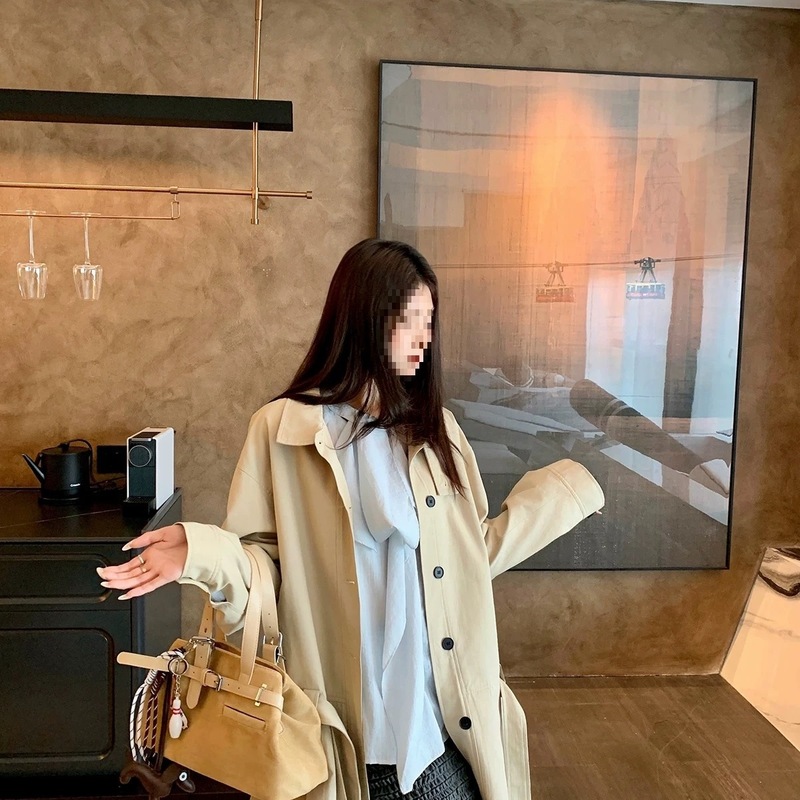 条纹立领风衣女短款秋季新款收腰系带显瘦休闲短外套百搭修身遮肉|undefined