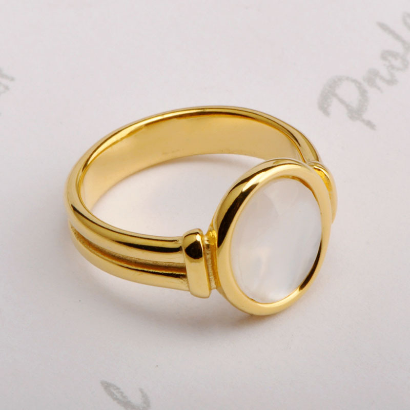 Titanium Steel 18K Gold Plated Elegant Inlay Round Shell Rings display picture 1