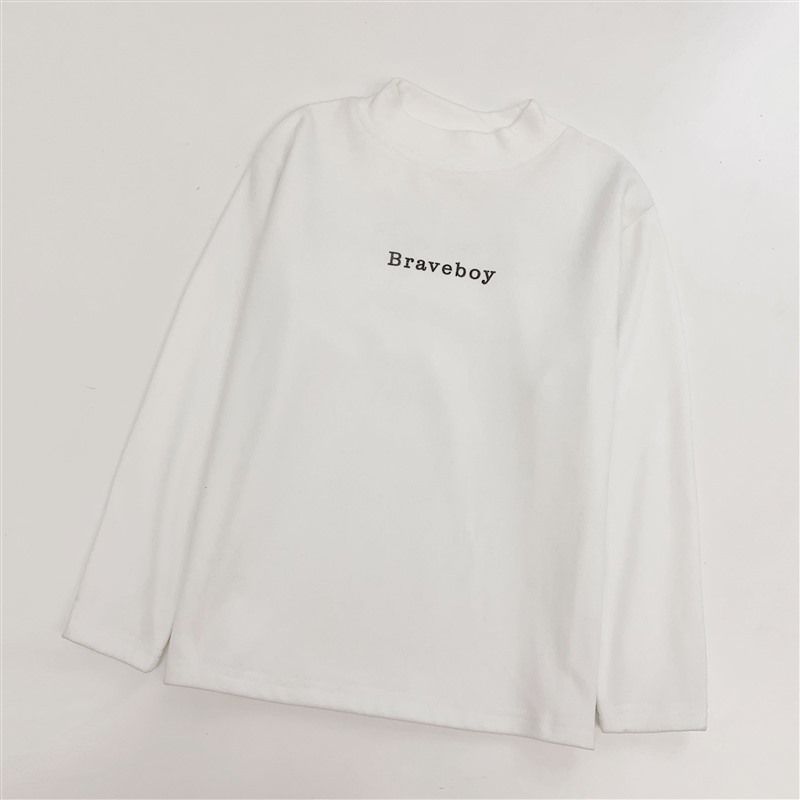 Haima's Boys 2024 Invierno Nueva camisa de fondo de terciopelo alemán Camiseta de manga larga Ropa de medio cuello alto Ropa de invierno de moda coreana