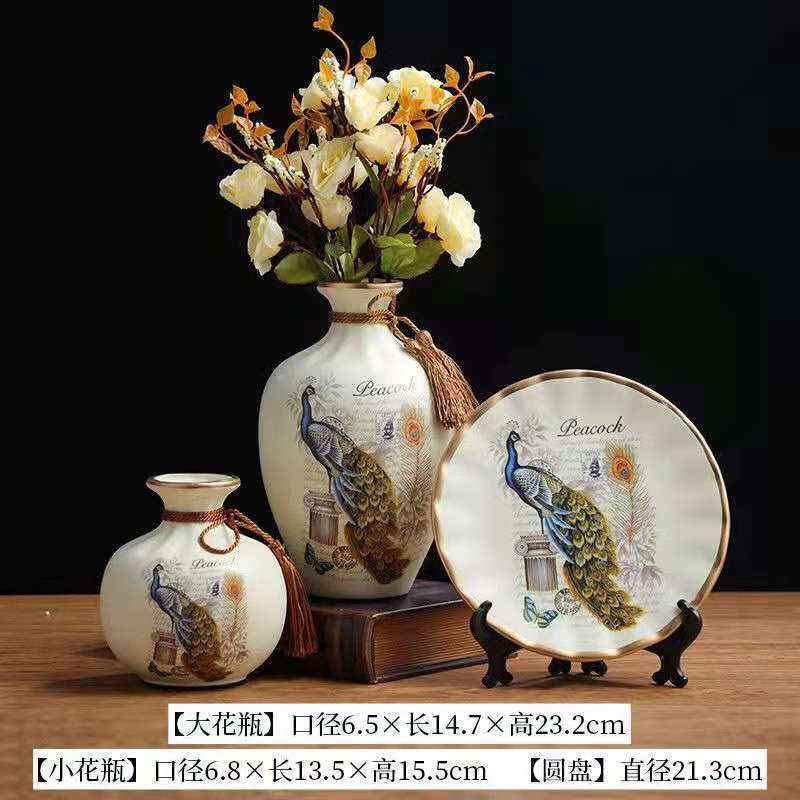 Factory Wholesale Ceramic Vase Set of Three Decorative Pieces Home Living Room TV Stand Creative Decorations Entrance Vase