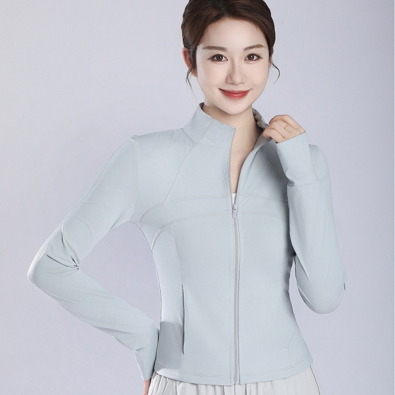 ナイロンダブルC日焼け止め服スリムスタンドカラースポーツジャケット女性のウエスト痩身アイスシルククールフード付き日焼け止め服|undefined