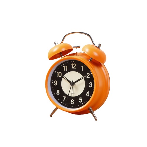 Factory wholesale 4-inch metal painted alarm clock with glow-in-the-dark creative ringing for children and students