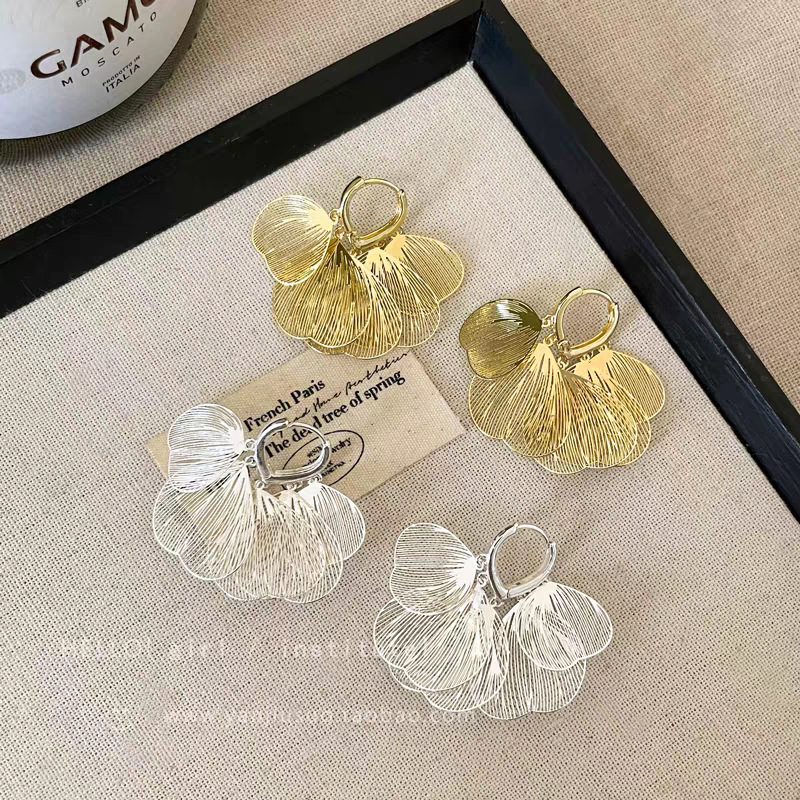 韩国东大门同款耳环镂空流苏片精致耳饰小众设计高级轻奢气质耳钉|undefined