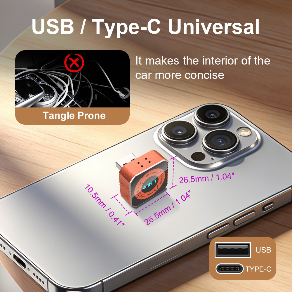 Cross-Border Carplay Box Wired to Wireless In-Car 4-in-1 Smart Connectivity Box for Apple and Android Phones