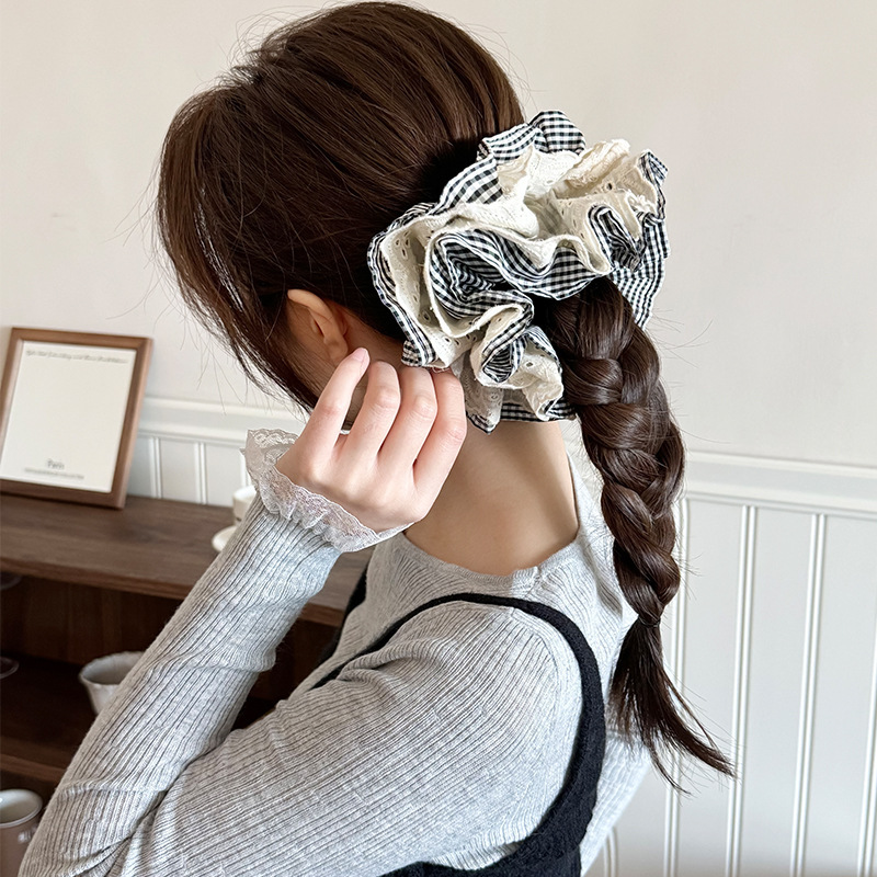 グリッドレースヘッドバンドネット有名人 2025 新しいボールヘッドバンド女性のポニーテールヘアバンドヘアバンド|undefined