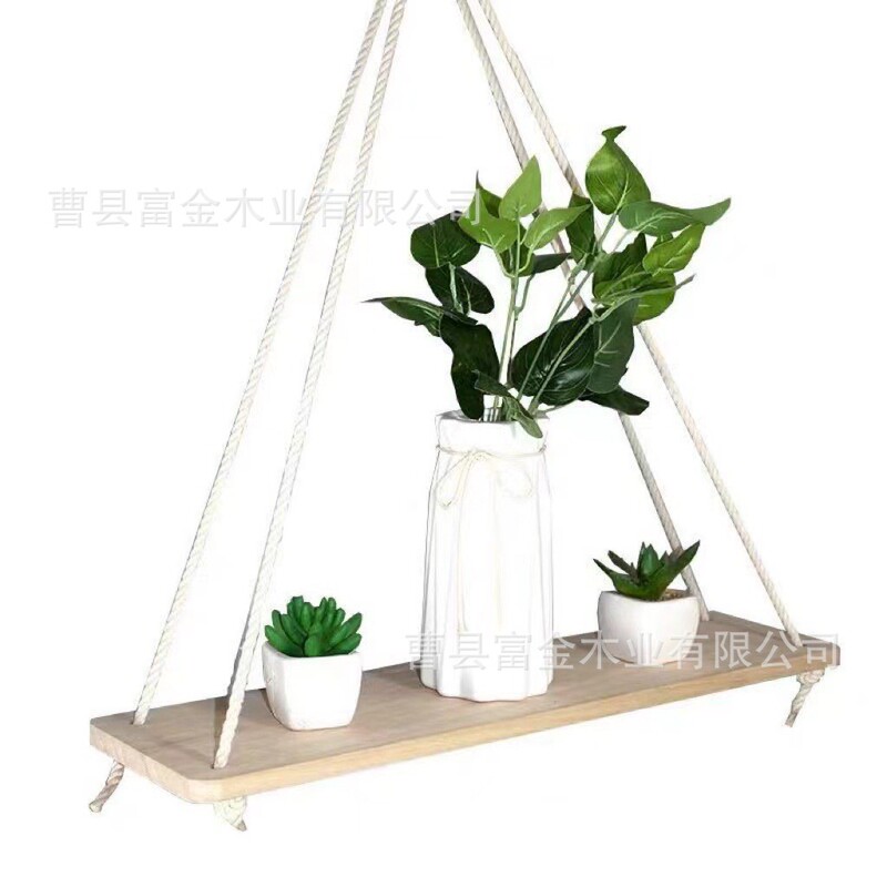 スポット家庭用多機能壁収納ボード木製麻ロープ屋内フラワースタンド緑の植物装飾品ディスプレイハンガー|undefined