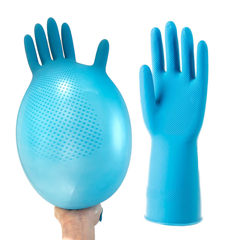 Hogar guantes de látex lavavajillas espesado cuatro estaciones al por mayor durable cocina lavado tazón impermeable ropa goma guantes del hogar
