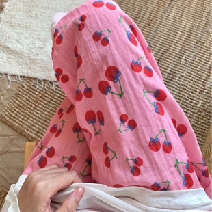 New! Class a Pure Cotton Double-Layer Yarn Small Cherry New Loose and Comfortable Pajama Pants with Pockets for Home Use