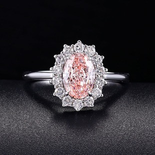 Cultivate pink diamond ring 2 karat ring for wedding ring 18K gold cultivate diamond ring female factory direct CVD diamond ring