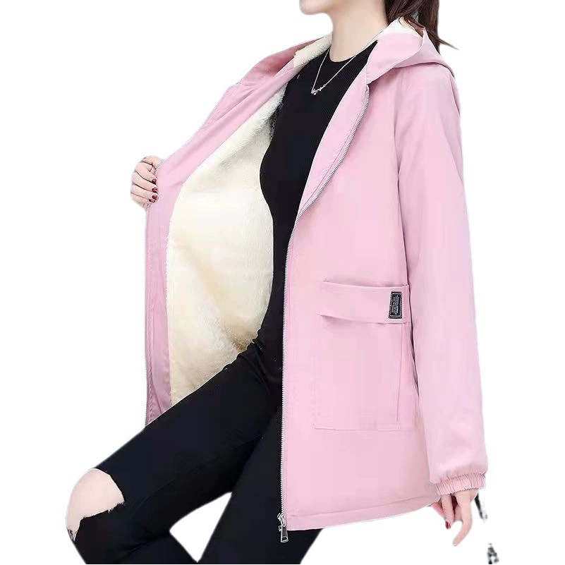 Осенне-зимняя одежда, Длинная ветровка, женское утепленное пальто на флисовой подкладке, модное