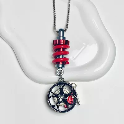 Metal Modified Wheels, Car — Car hanging - red-shock-absorber-plus-black-and-red-wheels-chain