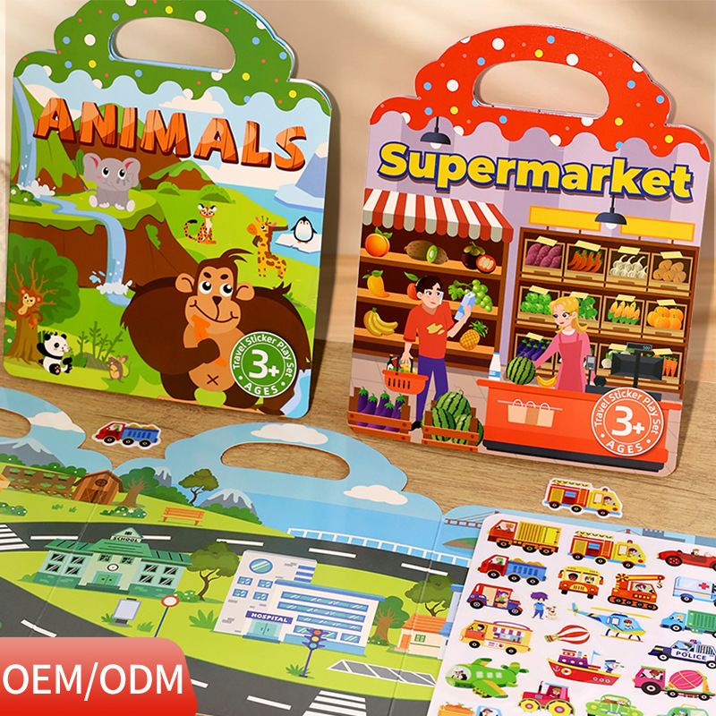 Cross-Border Jelly Stickers Quiet Book DIY Fun Children's Handbook Scene Stickers 3-6 Years Old Educational Toys Wholesale