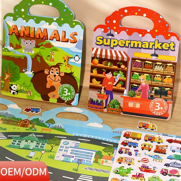 Cross-Border Jelly Stickers Quiet Book DIY Fun Children's Handbook Scene Stickers 3-6 Years Old Educational Toys Wholesale