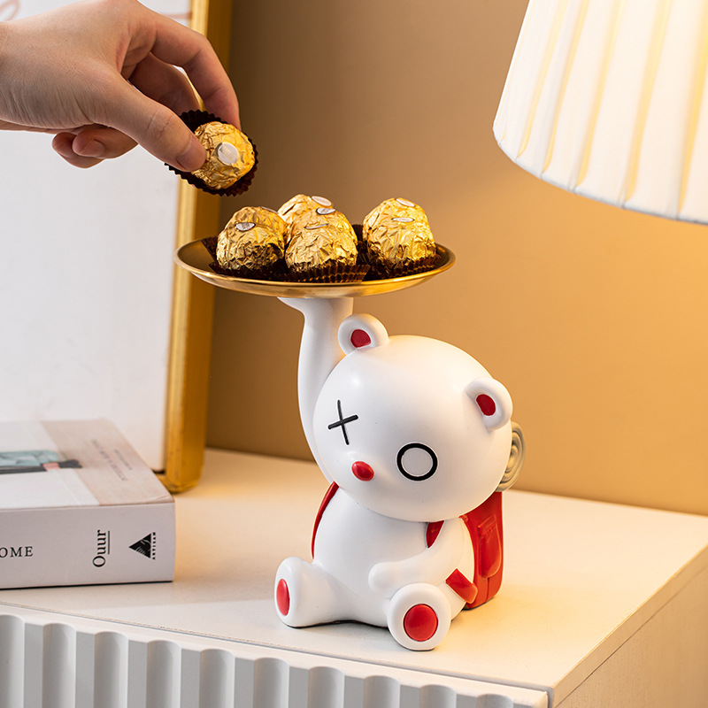 创意暴力熊摆件茶几桌面装饰纸巾盒入户玄关钥匙收纳摆设一件包邮