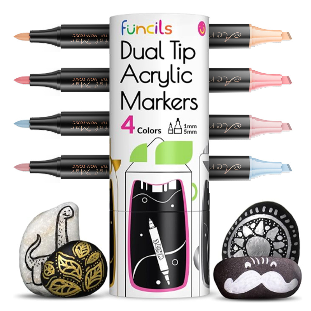 Lápiz de acrílico transfronterizo de doble cabeza de dibujo lápiz de graffiti opaco plegable de color metálico lápiz acrílico especial para estudiantes