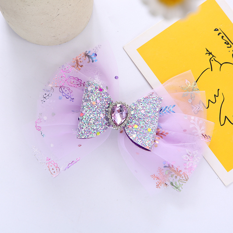 Kid's Princess Bow Knot Glitter Sequins Inlay Rhinestones Hair Clip display picture 7