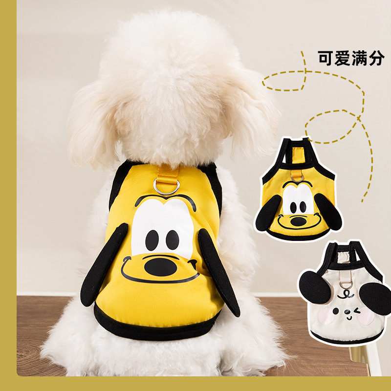 Primavera y verano nuevo estilo lindo perro orejas tridimensionales perro cabestrillo delgado transpirable gato mascota ropa de perro de peluche