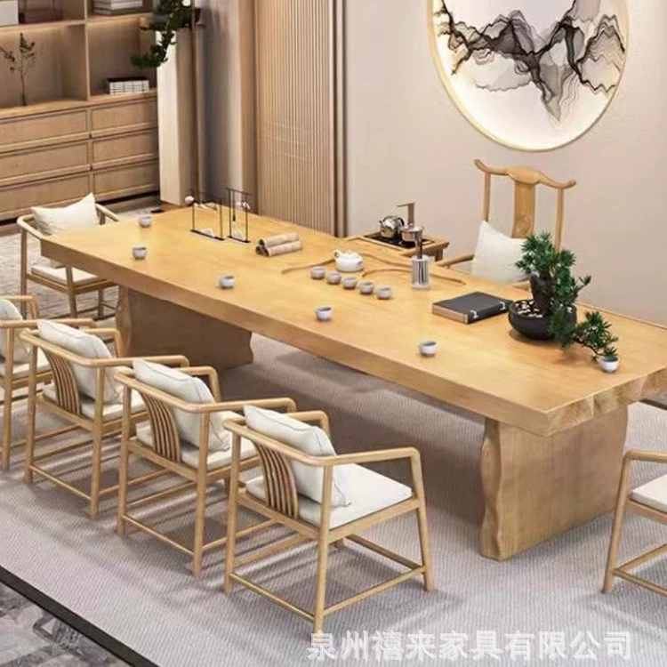 Большой настольный стол, журнальный столик из бруса, новый чайный столик для домашнего офиса в китайском стиле, простой современный персонализированный чайный столик в стиле кунг-фу Дзен