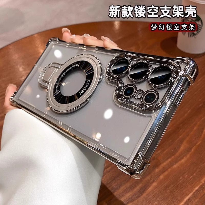 适用荣耀X70手机壳U盾磁吸支架气囊防摔真我15软壳保护套