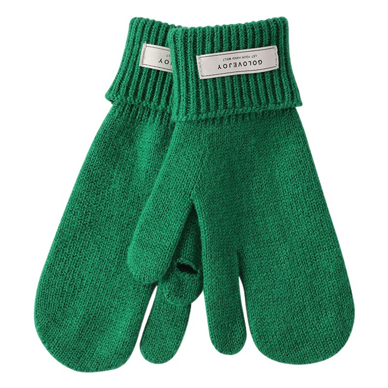 Guantes de lana de punto de lana de invierno estudiante al aire libre conducción de ocio todo partido con fugas dedo pantalla táctil guantes calientes