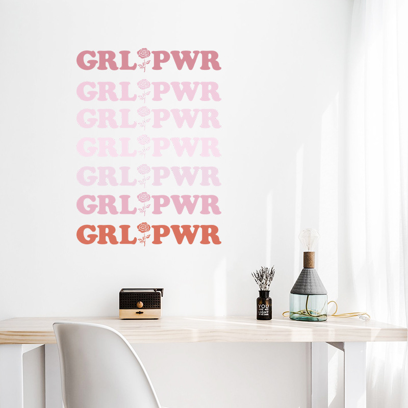 New Fashion Simple English Grlpwr Bedroom Wall Stickers display picture 7