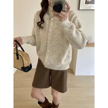 软糯温柔风毛衣纯色外套开衫女针织衫新款小众设计感气质秋冬上衣