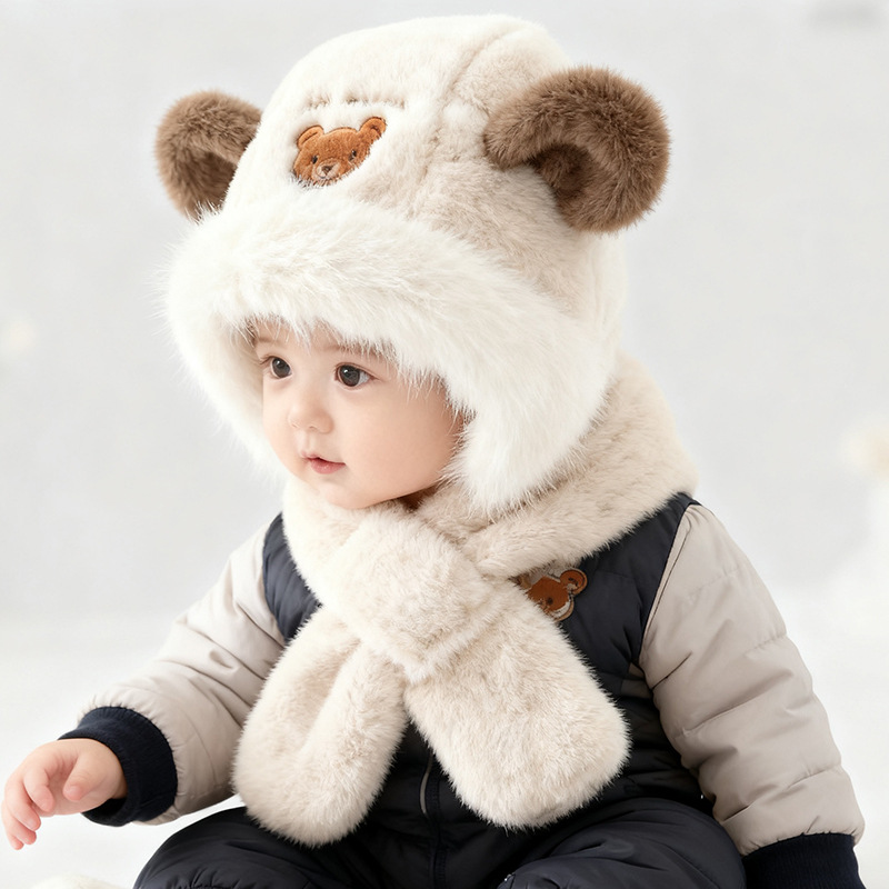 Sombreros para niños bufandas de invierno para niños gorras de peluche para bebés gorras de oído a prueba de viento 5 nuevos image 5