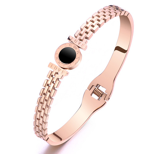 Korean version 18K gold titanium steel bracelet for women ins personality cold style niche design internet celebrity Roman watch bracelet