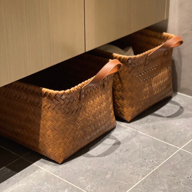Storage Basket Handmade Waterproof Vintage Dirty Clothes Basket Bedroom Wardrobe Imitation Rattan Woven Snack Toy Storage Basket Wholesale Storage Basket Handmade Waterproof Vintage Dirty Clothes Basket Bedroom Wardrobe Imitation Rattan Woven Snack Toy Storage Basket Wholesale