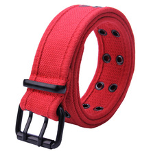 双针扣包边帆布腰带 男士休闲工装皮带 女士加大码美式裤腰带批发