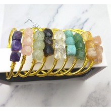 特价跨境天然水晶玉石手镯绕线粉晶手串手工手环黄水晶可调节手饰