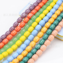 8x10MM圆柱形仿玉桶珠 水晶玻璃瓷色枣型珠DIY饰品配件玻璃枣珠